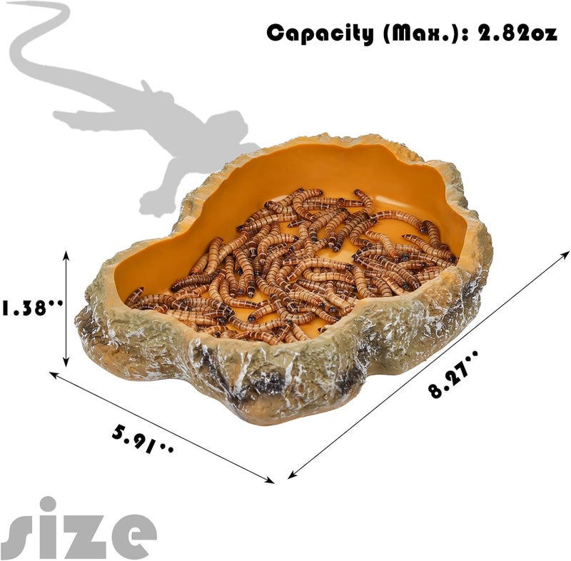 IBWell 8 Inch Reptile Food Dish Escape Proof Reptile Feeding Dish Resin Reptile Water Food Bowl for Bearded Dragon Chameleon Frog Snake Turtle Leopard Gecko - Image 2